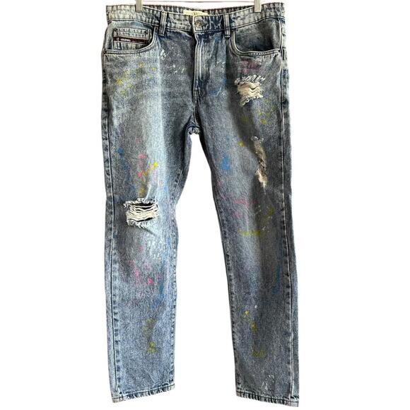 Mens Jeans Size 36x30 Runs Small Distressed Artist Indie Casual Retro Vibes - Picture 1 of 8